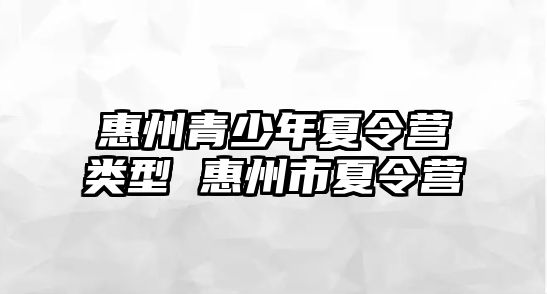 惠州青少年夏令營類型 惠州市夏令營