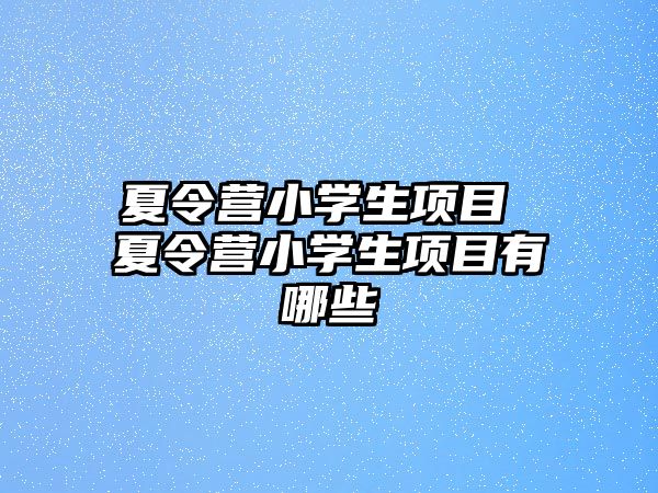 夏令營小學生項目 夏令營小學生項目有哪些