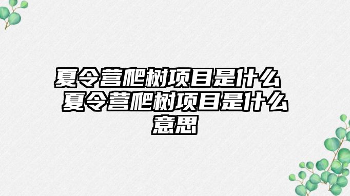 夏令營爬樹項目是什么 夏令營爬樹項目是什么意思