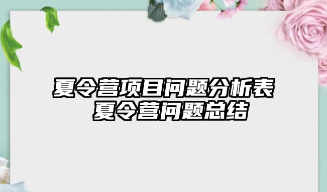 夏令營項目問題分析表 夏令營問題總結