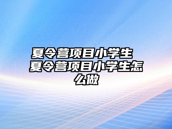 夏令營項目小學生 夏令營項目小學生怎么做