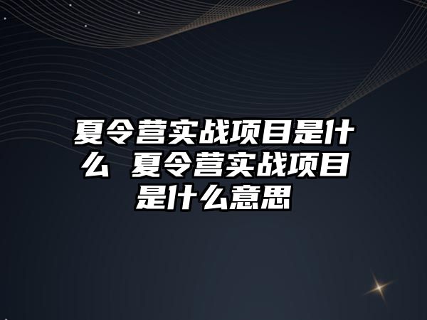 夏令營(yíng)實(shí)戰(zhàn)項(xiàng)目是什么 夏令營(yíng)實(shí)戰(zhàn)項(xiàng)目是什么意思