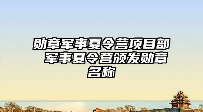 勛章軍事夏令營項目部 軍事夏令營頒發勛章名稱