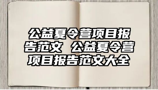 公益夏令營項目報告范文 公益夏令營項目報告范文大全