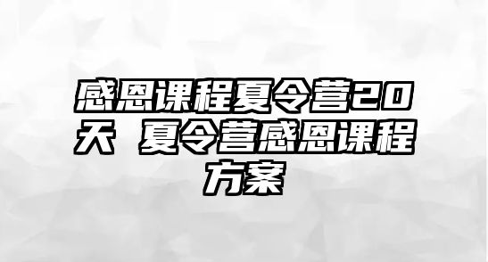 感恩課程夏令營20天 夏令營感恩課程方案