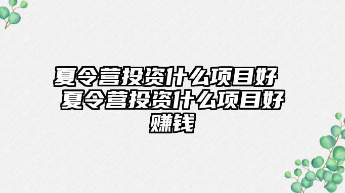 夏令營投資什么項目好 夏令營投資什么項目好賺錢