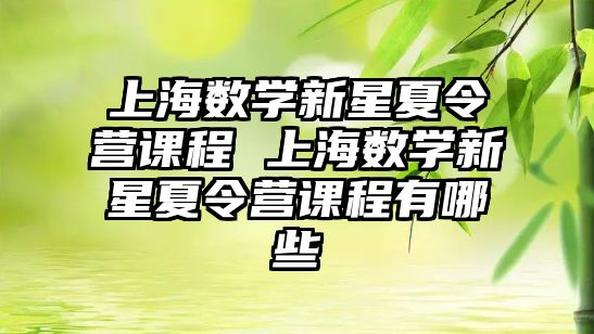 上海數學新星夏令營課程 上海數學新星夏令營課程有哪些