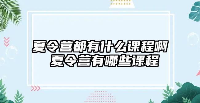 夏令營(yíng)都有什么課程啊 夏令營(yíng)有哪些課程