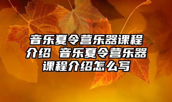 音樂(lè)夏令營(yíng)樂(lè)器課程介紹 音樂(lè)夏令營(yíng)樂(lè)器課程介紹怎么寫(xiě)