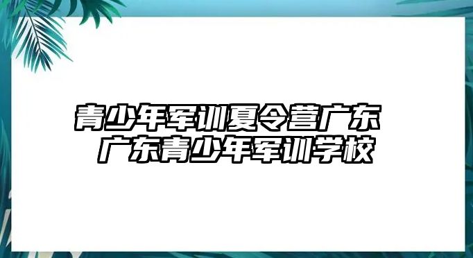 青少年軍訓夏令營廣東 廣東青少年軍訓學校