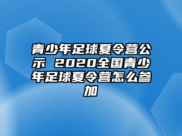 青少年足球夏令營公示 2020全國青少年足球夏令營怎么參加