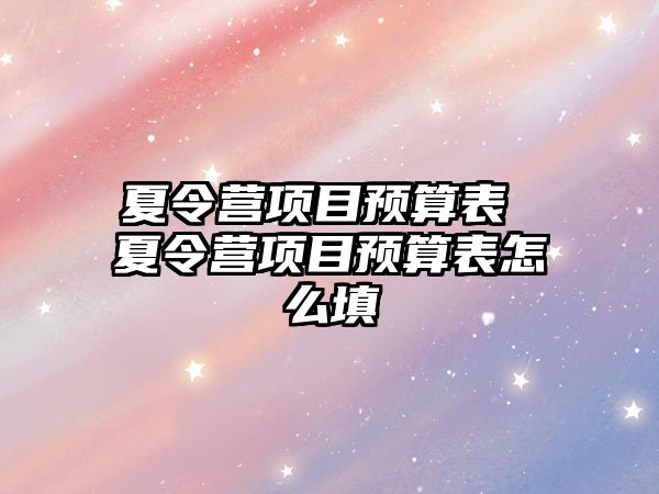 夏令營項目預算表 夏令營項目預算表怎么填