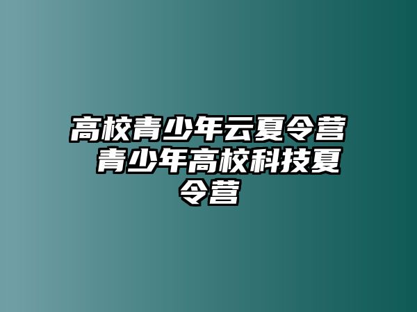 高校青少年云夏令營 青少年高校科技夏令營