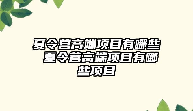 夏令營高端項目有哪些 夏令營高端項目有哪些項目