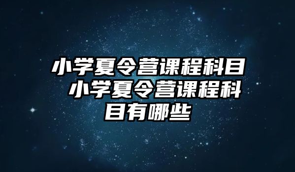 小學夏令營課程科目 小學夏令營課程科目有哪些