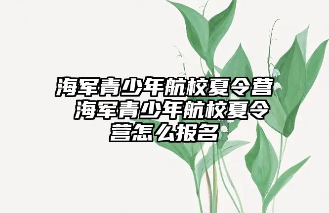 海軍青少年航校夏令營 海軍青少年航校夏令營怎么報名