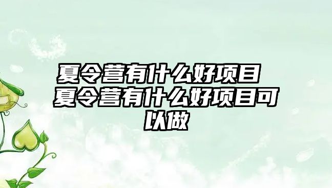 夏令營有什么好項目 夏令營有什么好項目可以做