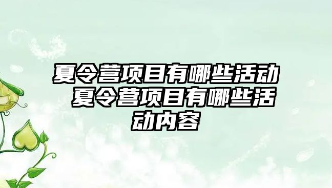 夏令營項目有哪些活動 夏令營項目有哪些活動內(nèi)容