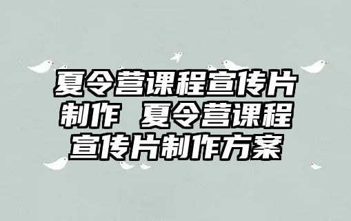 夏令營課程宣傳片制作 夏令營課程宣傳片制作方案