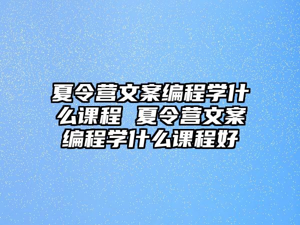 夏令營文案編程學(xué)什么課程 夏令營文案編程學(xué)什么課程好