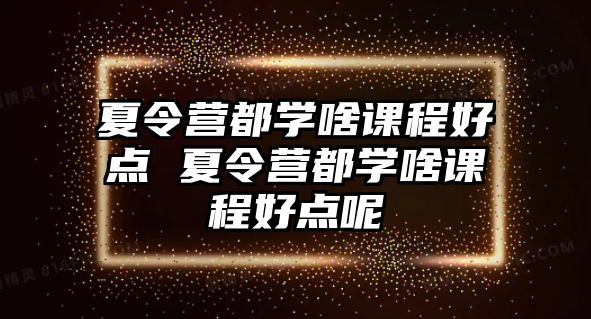 夏令營都學(xué)啥課程好點(diǎn) 夏令營都學(xué)啥課程好點(diǎn)呢