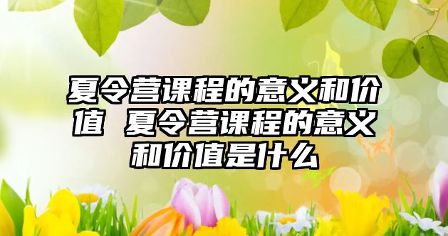 夏令營課程的意義和價值 夏令營課程的意義和價值是什么