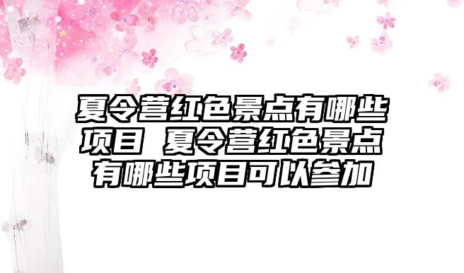 夏令營(yíng)紅色景點(diǎn)有哪些項(xiàng)目 夏令營(yíng)紅色景點(diǎn)有哪些項(xiàng)目可以參加