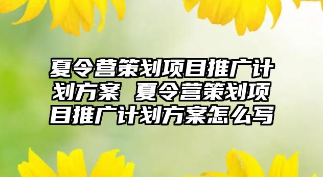 夏令營策劃項目推廣計劃方案 夏令營策劃項目推廣計劃方案怎么寫