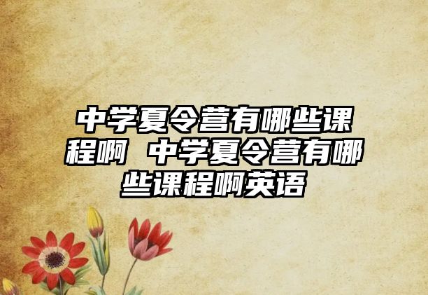 中學夏令營有哪些課程啊 中學夏令營有哪些課程啊英語