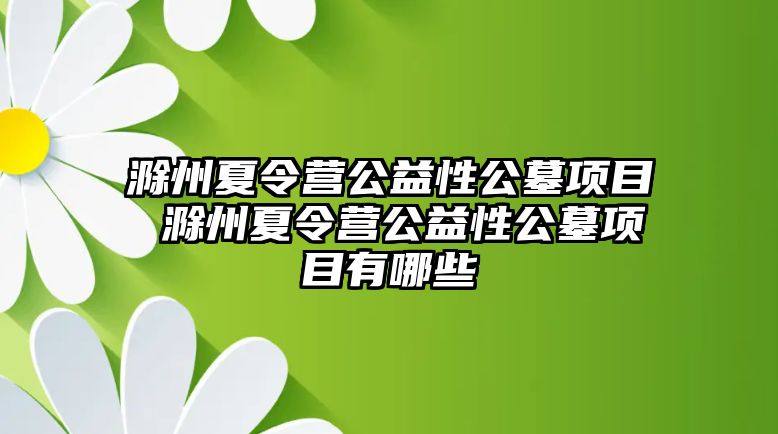 滁州夏令營公益性公墓項目 滁州夏令營公益性公墓項目有哪些