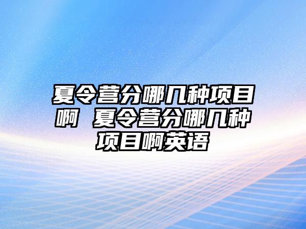 夏令營分哪幾種項目啊 夏令營分哪幾種項目啊英語