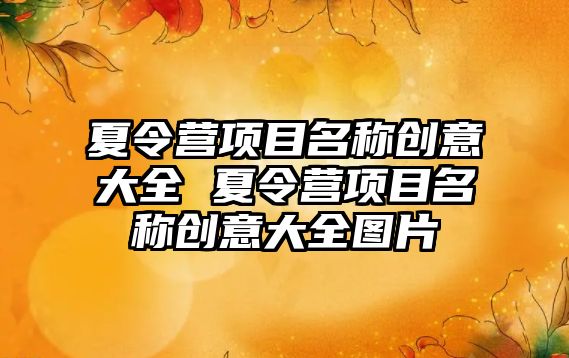 夏令營項目名稱創意大全 夏令營項目名稱創意大全圖片