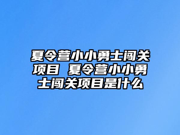 夏令營小小勇士闖關項目 夏令營小小勇士闖關項目是什么