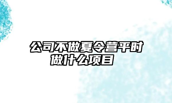 公司不做夏令營(yíng)平時(shí)做什么項(xiàng)目 