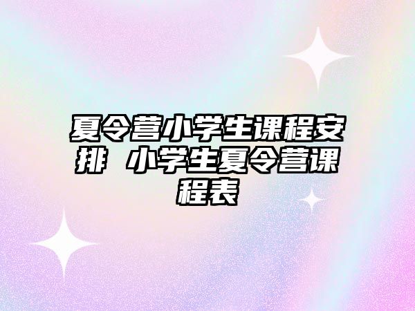 夏令營小學(xué)生課程安排 小學(xué)生夏令營課程表