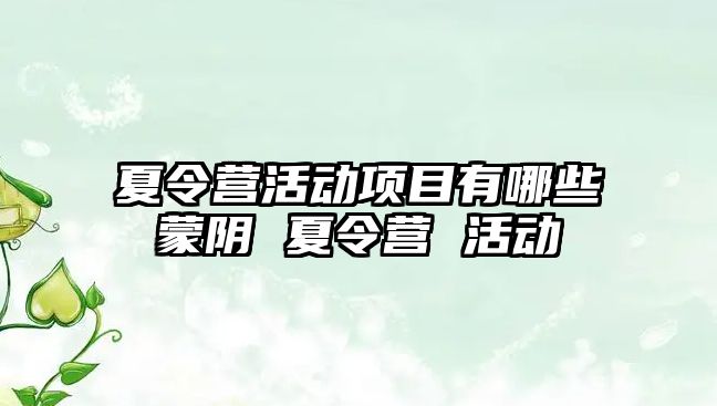 夏令營活動項目有哪些蒙陰 夏令營 活動