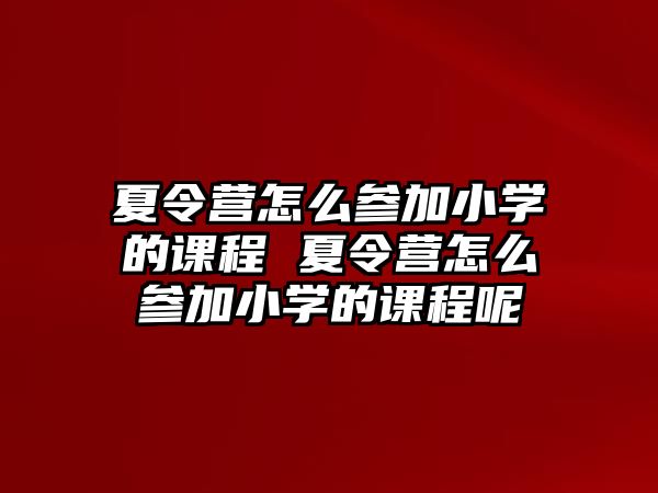 夏令營怎么參加小學的課程 夏令營怎么參加小學的課程呢