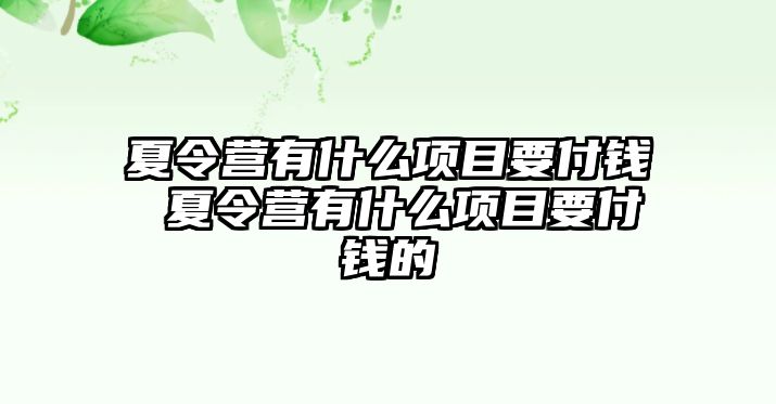 夏令營有什么項(xiàng)目要付錢 夏令營有什么項(xiàng)目要付錢的