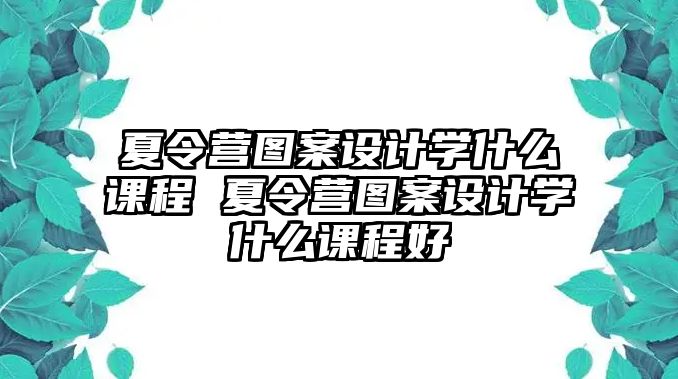 夏令營(yíng)圖案設(shè)計(jì)學(xué)什么課程 夏令營(yíng)圖案設(shè)計(jì)學(xué)什么課程好