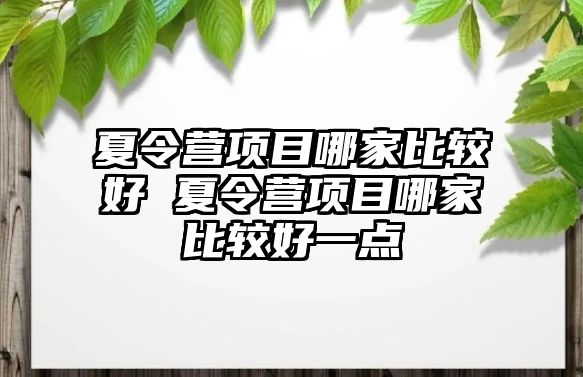 夏令營項目哪家比較好 夏令營項目哪家比較好一點