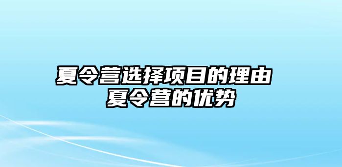 夏令營選擇項目的理由 夏令營的優勢