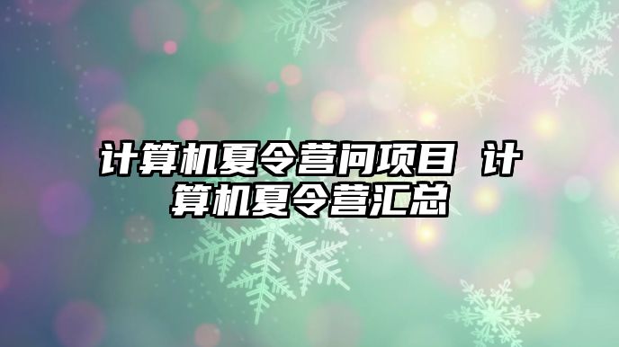 計算機夏令營問項目 計算機夏令營匯總