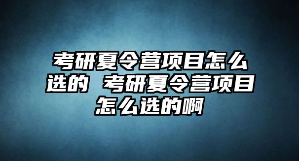 考研夏令營項目怎么選的 考研夏令營項目怎么選的啊