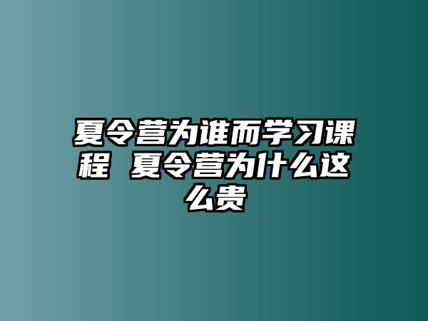 夏令營為誰而學習課程 夏令營為什么這么貴