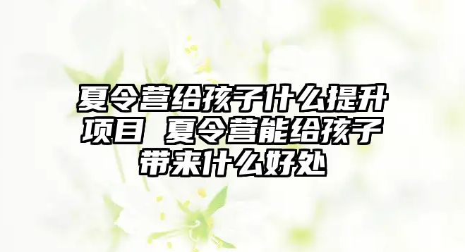 夏令營給孩子什么提升項目 夏令營能給孩子帶來什么好處