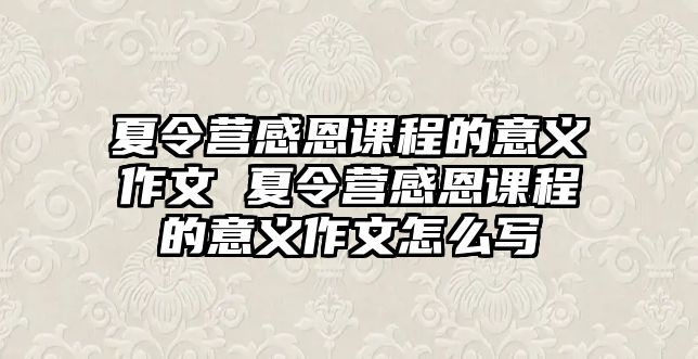 夏令營感恩課程的意義作文 夏令營感恩課程的意義作文怎么寫