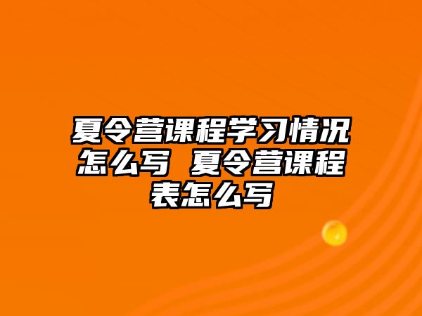 夏令營課程學習情況怎么寫 夏令營課程表怎么寫