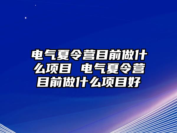 電氣夏令營目前做什么項目 電氣夏令營目前做什么項目好