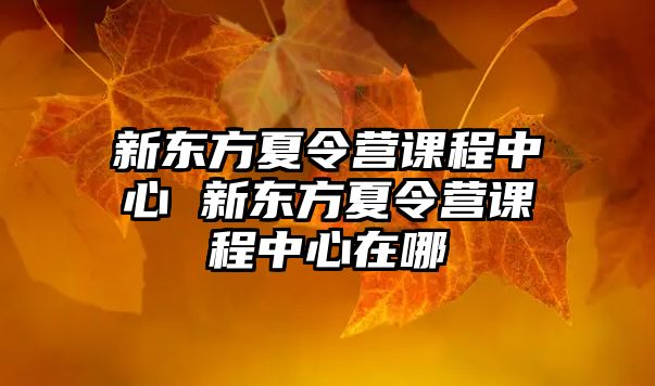 新東方夏令營課程中心 新東方夏令營課程中心在哪