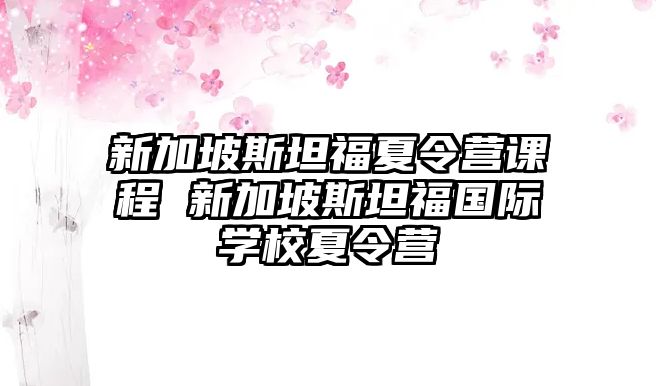 新加坡斯坦福夏令營課程 新加坡斯坦福國際學(xué)校夏令營